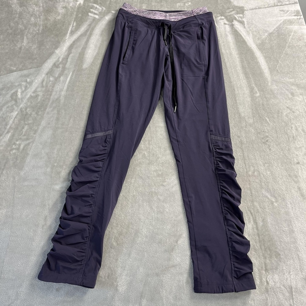 Lululemon Pants Womens 4 Purple Ruched Leg Drawstring Pockets Yoga Athletic